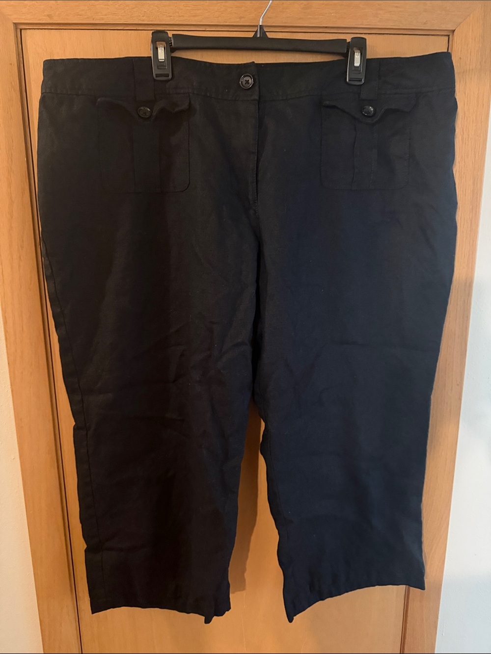 Michael Michael Kors Women’s Cropped Linen Pants Capris Black Plus Size 24W